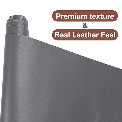 Leather Repair Patch,17X60 Inch Leather Repair Tape,Large Self Adhesive Leather Patches for Furniture, Couches,Car Seat,Chair(17X60 inch,Grey)