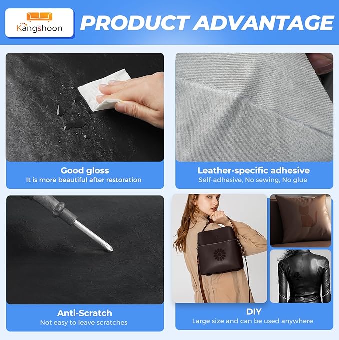 Leather Repair Patches, 3.5X79 Inch Self-Adhesive Leather Repair Tape, Stretch Vinyl Repair Kit for Couch Furniture Sofas Car Seats (Black, 3.5X79 Inch)