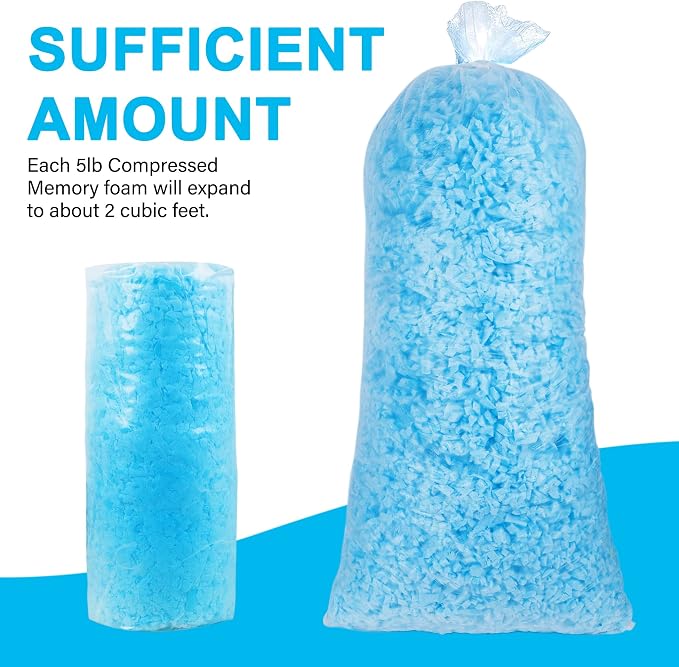 DR.DUDU 5lbs Pillow Stuffing for Couch Pillows Bean Bag Filler | Shredded Memory Foam, For Couch Cushion Dog Bed Chair Arts Crafts