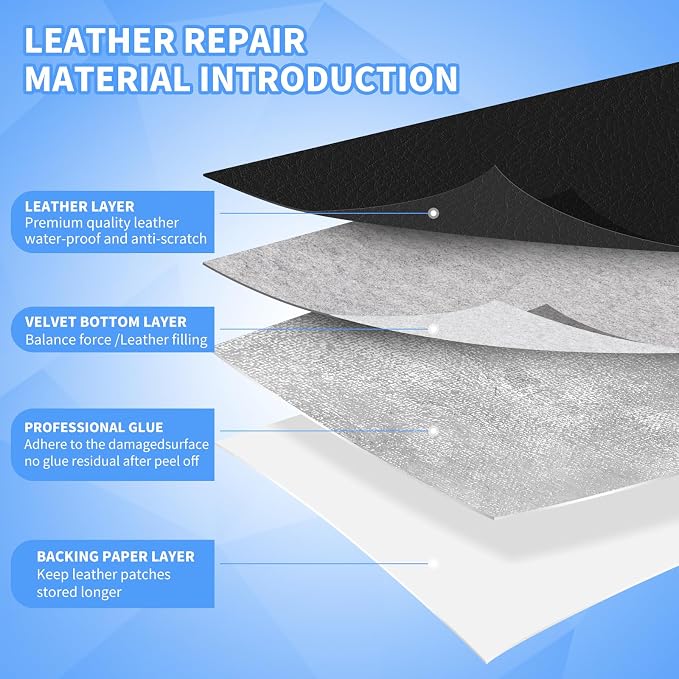 Leather Repair Patches, 17X395 Inch Self-Adhesive Leather Repair Tape, Stretch Vinyl Repair Kit for Couch Furniture Sofas Car Seats (Coffee, 17X395 Inch)