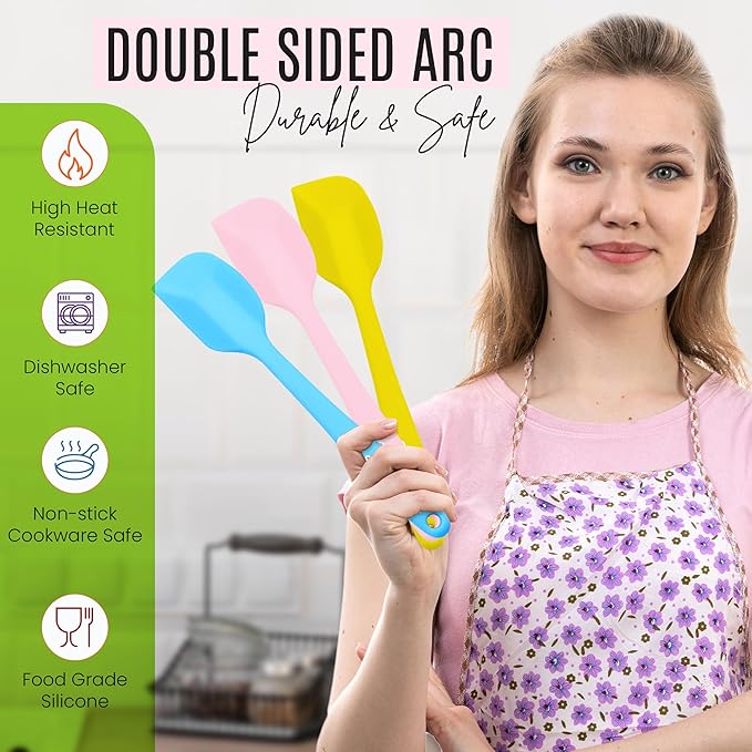 NEXTOP Silicone Spatula 8 Piece Set, Heat-Resistant Non-stick Rubber Spatulas Heat Resistant Seamless One Piece Design Non-Stick Flexible Scrapers Baking Mixing (8.3" Inches)