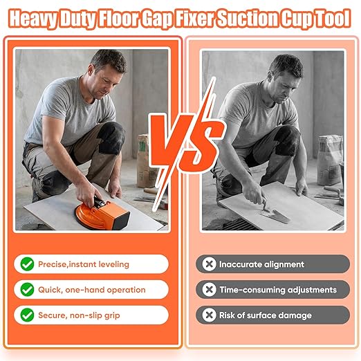 Floor Gap Fixer Tool, Heavy Duty Laminate Floor Gap Fixer Tool, Powerful Suction Cup Gap Repair Tool for Hardwood Floors, Tiles, Laminate, Vinyl Flooring (Orange)