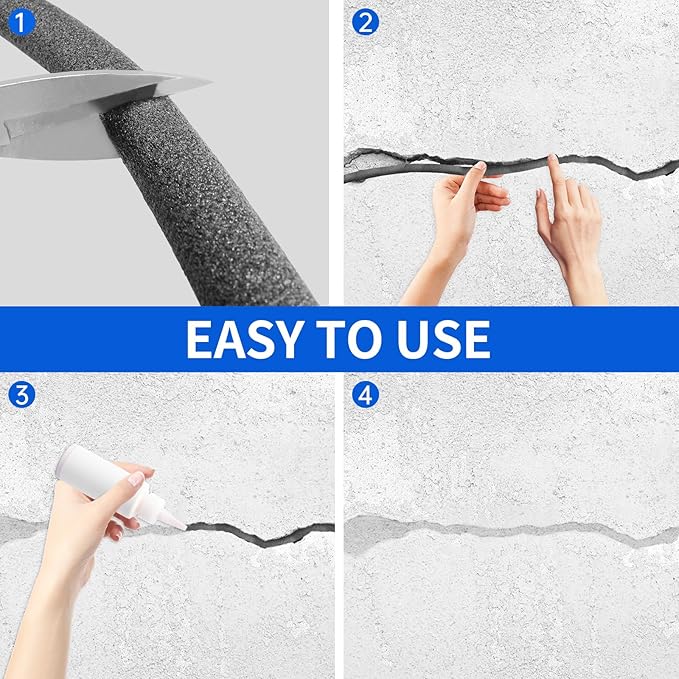 Backer Rod Foam Gap Filler Crack Filler for Concrete Repair Caulk Saver Backing Rod Concrete Expansion Joint Rope Caulk for Sealing Gaps, Expansion Joints, Crack Filling (Black, 3/4 Inch x 33 Feet)