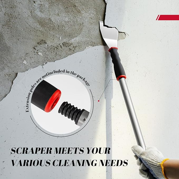 Mister Rui Bent Heavy Duty Scraper, 2 Pack 3 Inch Bent Scraper, Stainless Steel Putty Knife with Hammer End, Spackle Knife with Soft Grip Rubber Handle, Paint Scraper Tool for Wood