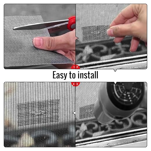 Matenf Window Screen Repair Patch, 10 Patches, 4"x 4"(10cm x 10cm), Gray, 3-Layer Strong Adhesive Window Screen Mesh Tape, Repair Kit for Window and Door Screen Tears Holes