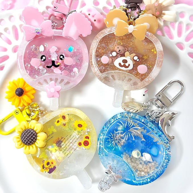 Resin Shaker Molds Hand Fan Set with Films for Kawaii Keychain Charms