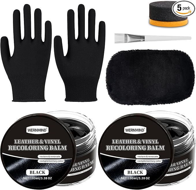 Black Leather Recoloring Balm Color Restorer Scratch Multipurpose Dye Paint Leather Repair Kits for Vinyl Sofas Furniture Faded Leather Couches Car Seats