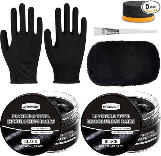 Black Leather Recoloring Balm Color Restorer Scratch Multipurpose Dye Paint Leather Repair Kits for Vinyl Sofas Furniture Faded Leather Couches Car Seats