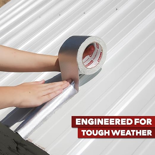 XFasten Super Waterproof Aluminum Butyl Tape, 4-Inch x 16-Foot, Aluminum Foil Tape with Butyl Rubber Adhesive for Window and Metal Roof Flashing, Patching and Gutter Leak Repair