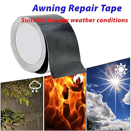 WaterproofRepair Tape for Fabric, 3.1IN x24.6FT, Heavy Duty Outdoor Repair Tape, for RV Roof, Tarp, Tent, Sail and Boat Cover Outdoor Repair Patch, Multipurpose Awning Repair Tape (Black)