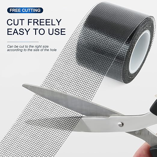 SANKEMU Screen Repair Tape, Extra Wide 16FT, Black, Adhesive & Waterproof, Fiberglass, fix for Screen Door and Window Screen, (4 INCH X 16.5 FT)