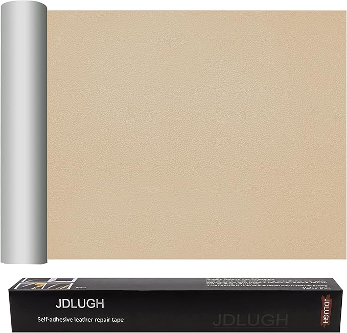 JDLUGH Sofa Leather Repair Patch Tape 15x60 Inch Large Self Adhesive Leather Sofa, Car Seat, Leather Furniture, Vinyl Repair Patch Kit (15x60 Inch, Beige/Dark Beige)