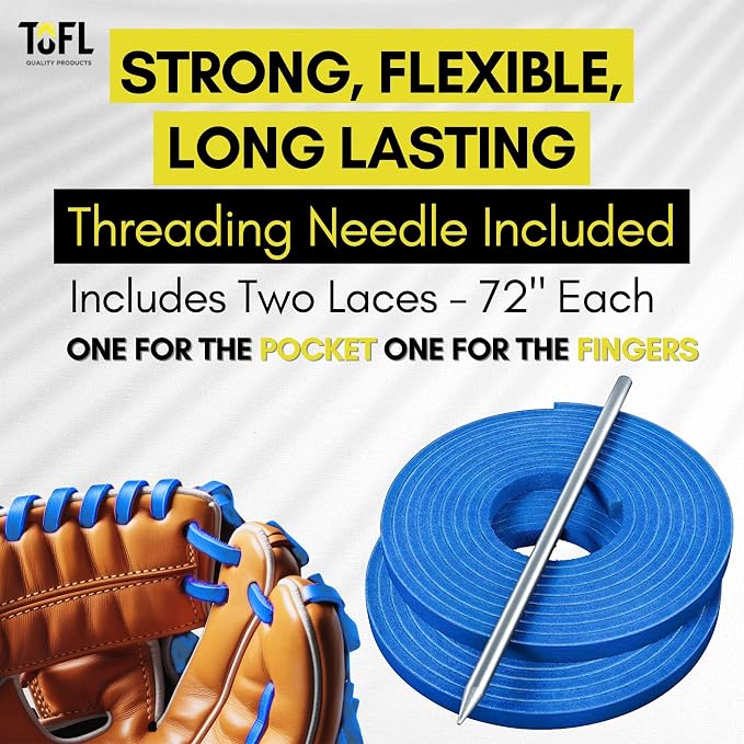 TOFL Softball and Baseball Glove Lace Kit | Mitt Lace Glove Repair Lacing Kit | 2 Leather Laces with Lacing Needle for Catchers Glove