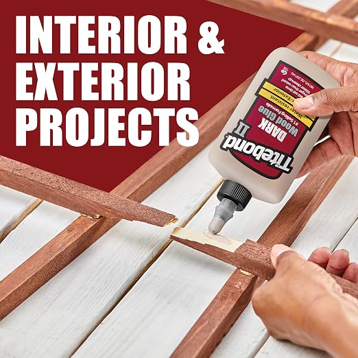 Titebond 3703 Cross-Linking Polyvinyl Acetate Dark Wood Glue, 8 Oz, Bottle, Light, Liquid, 8 Ounce, Brown (Pack of 2)