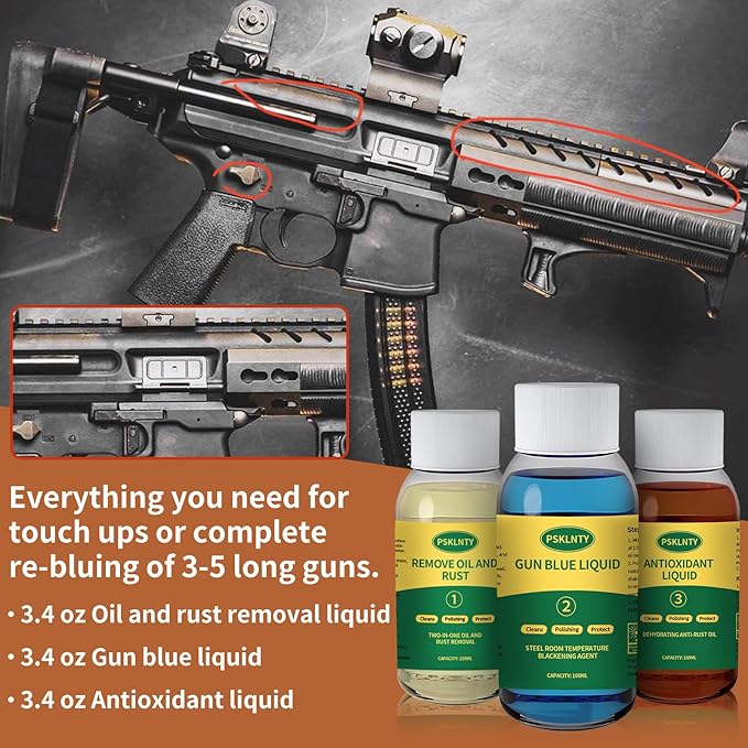 Gun Bluing Kits Liquid Gun Blue Finishing Rust Removal Lubrication All-Inclusive Kit for Gun Cleaning Maintenance and Preservation 10 oz