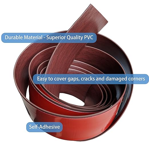 Floor Transition Strip Self-Adhesive Cover Strips Threshold Repair Floor Gap Vinyl Flooring Transitions Laminate Floor Flat Divider Strip Minimalism Oak Wood Grain Design 6.6FT (4cm, Coffee Cherry)