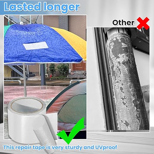 Tikfoam Waterproof Repair Tape for Fabric, Awning, RV Roof, Underbelly, Tarp, Tent, Sail and Boat Cover Outdoor Repair Patch, Heavy Duty, UVproof, Multipurpose White