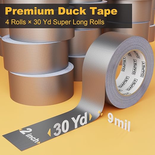 4-Pack Silver Heavy Duty Duct Tape Strong Adhesive, 2 Inch x 120 Yd Total, Duct Heavy Duty Waterproof All Weather Gray Duct Tape, Duct Tape Bulk for Outdoor Use