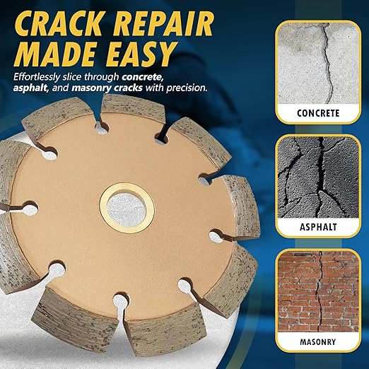 5" Crack Chaser Blade for Cured Concrete, Asphalt Repair or Joint Widen, 0.25" Width, 7/8"-5/8" Non-Threaded Arbor