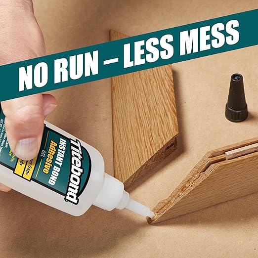 Titebond Instant Bond Gel CA Super Glue – Ethyl Cyanoacrylate Adhesive for Wood, MDF, Odd-Shaped Surfaces & Cabinetry, 20-30 Second Set – 4 Oz. 6232