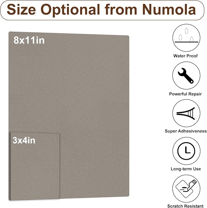 Numola Leather Repair Patch 8×11 inch Self-Adhesive Leather Repair Tape, Scratch/Holes Vinyl Repair Kit for Couch, Car Seat, Sofas, DIY Furniture Upholstery, Chair, Jackets, First-aid (Purple Grey)