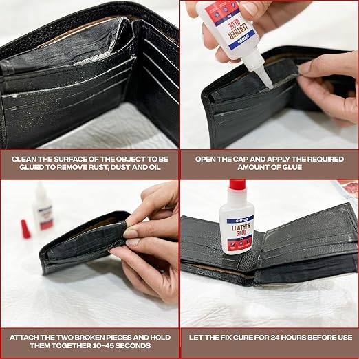 GH1200 Leather Glue Repair - 20g x 2 PCs Strong Upholstery Glue for Cars - Clear for Crack & Patch Repair - Flexible Bonds Waterproof Leather Adhesive for Purses, Jackets, Bags, Shoes and More