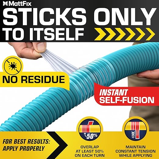 Self Fusing Silicone Tape – 1" x 10' – Waterproof Tape for Emergency Repairs – Weatherproof, Heat and Chemical-resistant – For Plumbing, Pipes and Hoses repairs, Automotive, Electrical & Outdoor Use