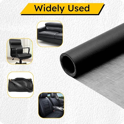 Black Leather Repair Tape Patch, Self Adhesive Vinyl Faux Material Roll 27 x 118 Inch, Cuttable Upholstery for Couch Sofa Car Seats Chairs Furniture