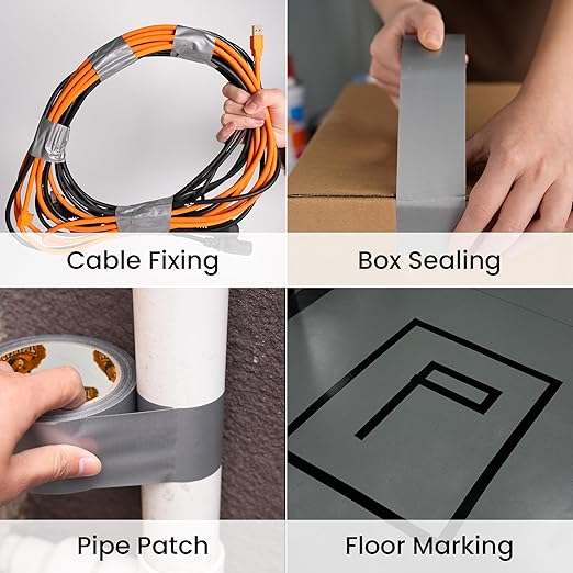 TAPEBEAR Duct Tape Heavy Duty 1.88 Inch x 30 Yards(90Feet), Silver Waterproof Tape 9mil Thick Adhesive Tape Strong, Writable, Tear by Hand for Packing, Repairs, 30 Rolls, Total 900Yards