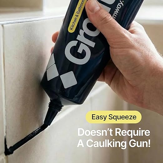 Hemway Jet Black Grout Reviver Kit | Ready Mixed Grout Repair 400g / 210ml with 4 Piece Profiling Tool Kit | Wall & Floor Tile Adhesive, Kitchen Bathroom Shower, Fast Drying