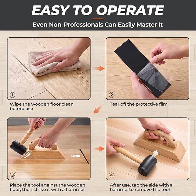 Wooden Floor Gap Fixer Tool Kit,with Comfortable Handle,Heavy-Duty Plank Grabber with 3PCS Washable Pads,for Repairing Gaps in Laminate,iny,and Solid Wood Flooring