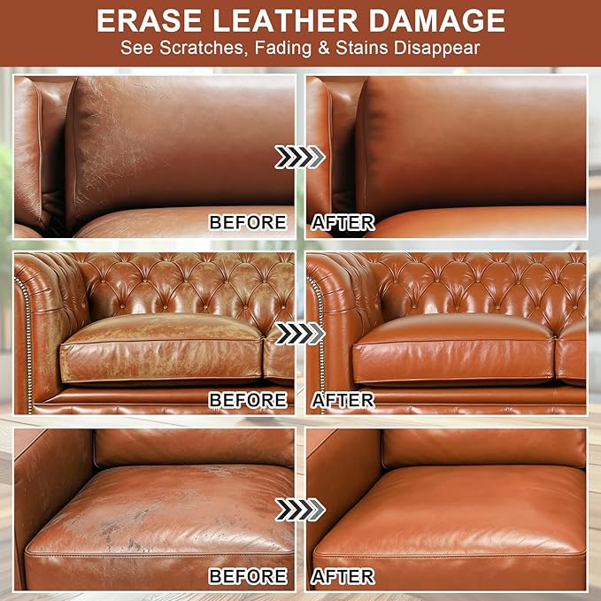 STARTSO WORLD Light Brown Leather Recoloring Balm, Leather Repair Kit for Furniture, Couches & Car Seats, Leather Paint, Leather Color Restorer, Leather Scratch Remover