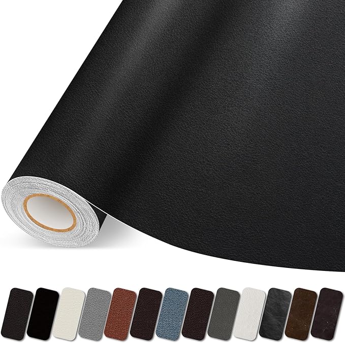 Leather Repair Patch, 35X158 Inch Self Adhesive Leather Repair Tape, Large Vinyl Patch Kit for Couches, Sofa, Furniture, Car Seats, Office Chairs, Cabinets, Handbags（Black, 35X158 Inch）