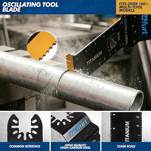 7PCS Oscillating Saw Blades, Professional Universal Titanium Multitool Blades for Wood Plastics Metal, Quick Release Multi Tool Kits