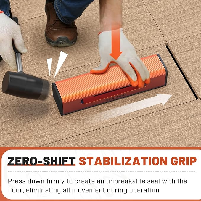 Floor Gap Fixer Tool for Laminate Floor Gap Repair, with Suction Cup, Rubber Mallet Hammer, Pull Rod, Replaceable Sticky Pad and Replaceable End Cap