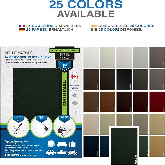 Leather Patches for Furniture - 25 Colors Available - Original 8x11 - Dark Green