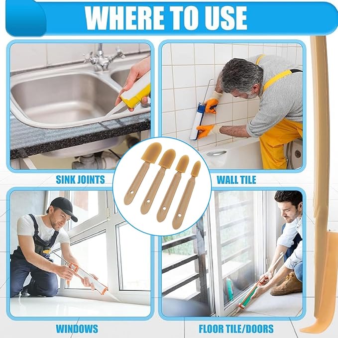 4pc Silicone Caulk Finishing Tool Set Grout Sealant Spreader With 4 Sizes Caulk Tool Grout Tool For Kitchen Bathroom Walls And Floors