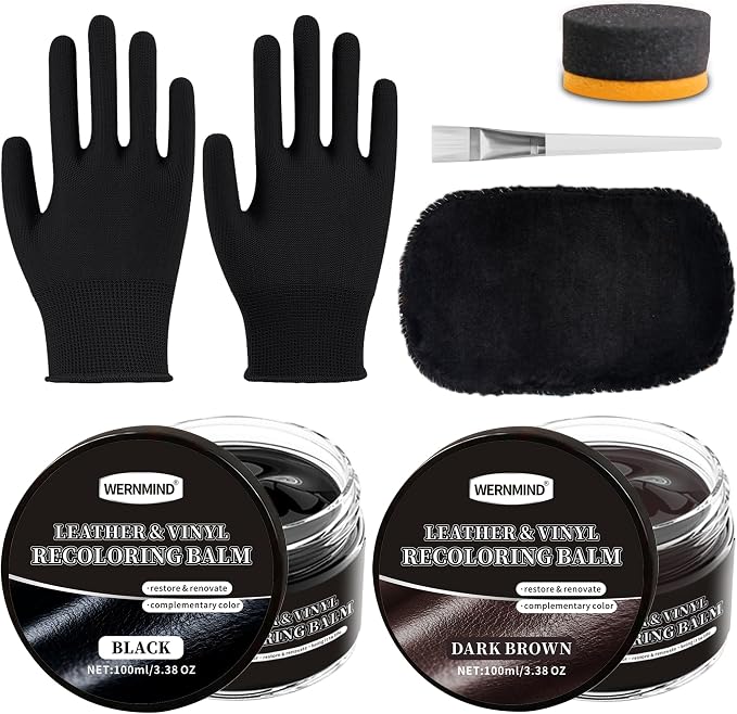 Black Brown Leather Recoloring Balm Color Restorer Scratch Multipurpose Dye Paint Leather Repair Kits for Vinyl Sofas Furniture Faded Leather Couches Car Seats