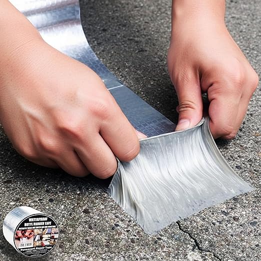 ROSEROSA Professional Waterproof Butyl Rubber Tape (3.93 Inch X 16.4 feet) External Aluminium Foil Suitable for Roof Leak, Surface Crack, Window Sill Gap, Pipe Rupture, Boat Sealing, Etc