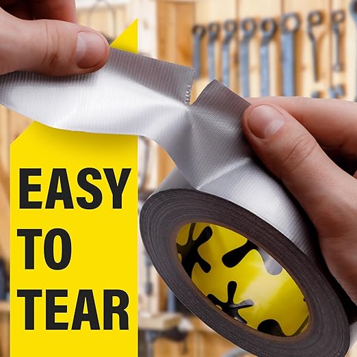 5 Pack Duct Tape Heavy Duty Waterproof - 2 In x 90 Ft - All-Weather, Silver, Easy to Tear, Strong Hold, No Residue, Gray Bulk Waterproof Tape for Repairs, DIY, Sealing, B2B, Home, Office, Outdoor Use