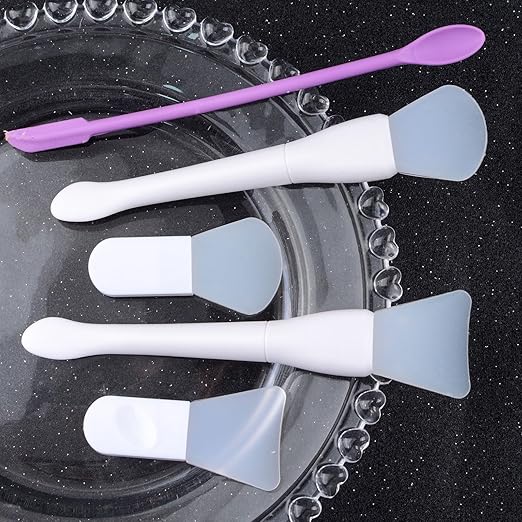 WANDIC Wax Melting Spoon Cleaning Tool Set, 5pcs Silicone Spatula & 2pcs Ball Shaped Scraper for Stirring Sealing Wax Stamp Spoon