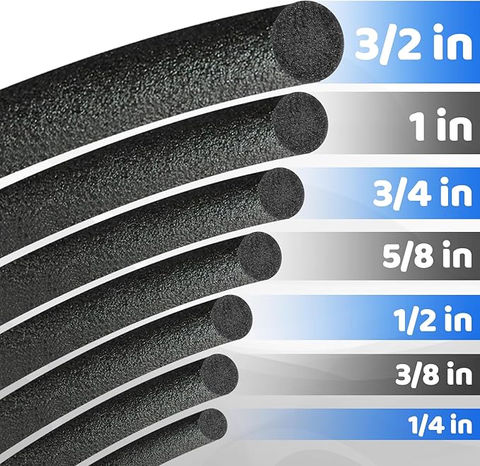 Backer Rod Foam Gap Filler Crack Filler for Concrete Repair Caulk Saver Backing Rod Concrete Expansion Joint Rope Caulk for Sealing Gaps, Expansion Joints, Crack Filling (Black, 1/2 Inch x 100 Feet)
