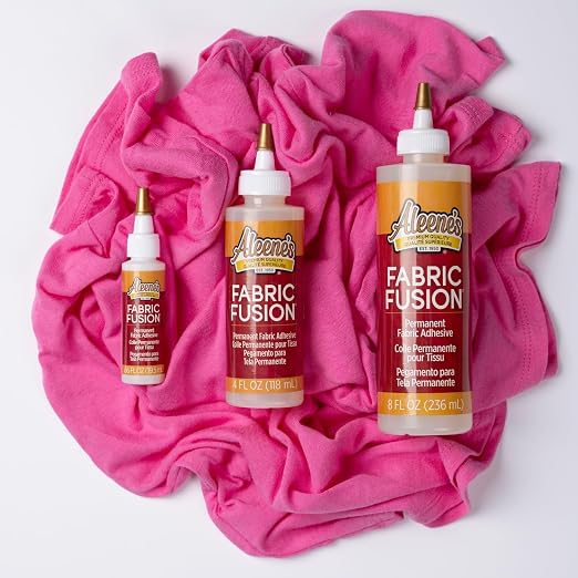 Aleene's Fabric Fusion Glue 8 fl oz, Permanent and Washable Adhesive, No-Sew Fabric Glue for Clothing, Denim, Polyester, Cotton, Flannel Materials, Dries Flexible
