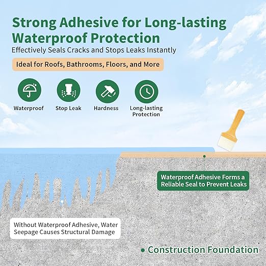 YKF Transparent Waterproof Sealant 16 Oz, Clear Water-Based Invisible Leak Repair Coating for Roofs, Walls, Bathroom, Shower, Kitchen, Indoor & Outdoor Waterproof Coating
