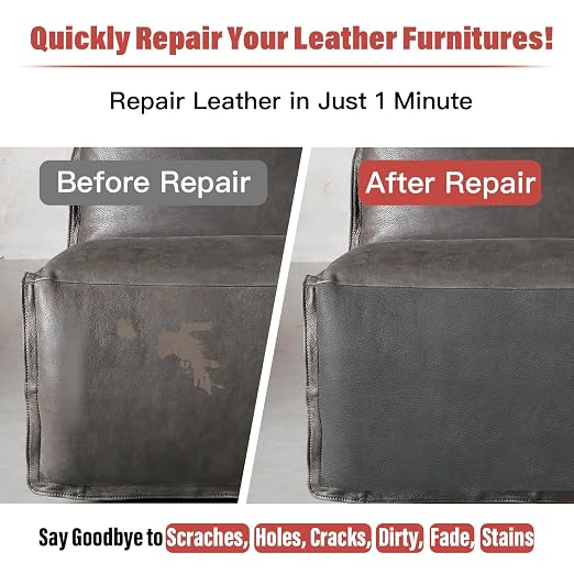 GEYYANG Leather Repair Patch, 8" x 11" x 3PCs Self Adhesive Leather Repair Kit for Furniture, Car Seats, Office Chair, Sofa, Couch, Vinyl Repair Tape(Gray - Litchi Grain)