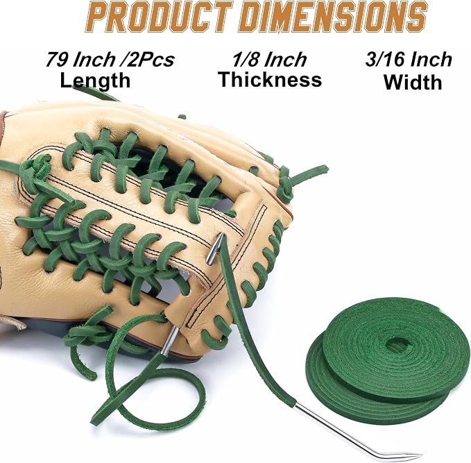 Baseball Glove Lace, 2 Pcs Authentic Cowhide Lace 79 Inch, Perfect Quick Repair Baseball Glove Repair Lacing Kit