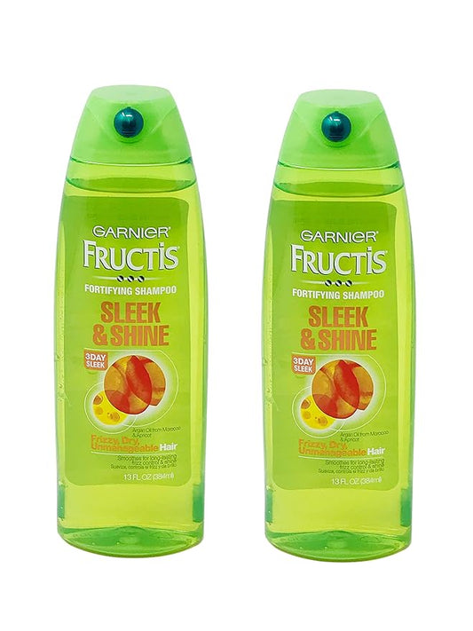 Garnier Fructis Shampoo Sleek & Shine 13 Ounce Frizzy/Dry (384ml) (2 Pack)