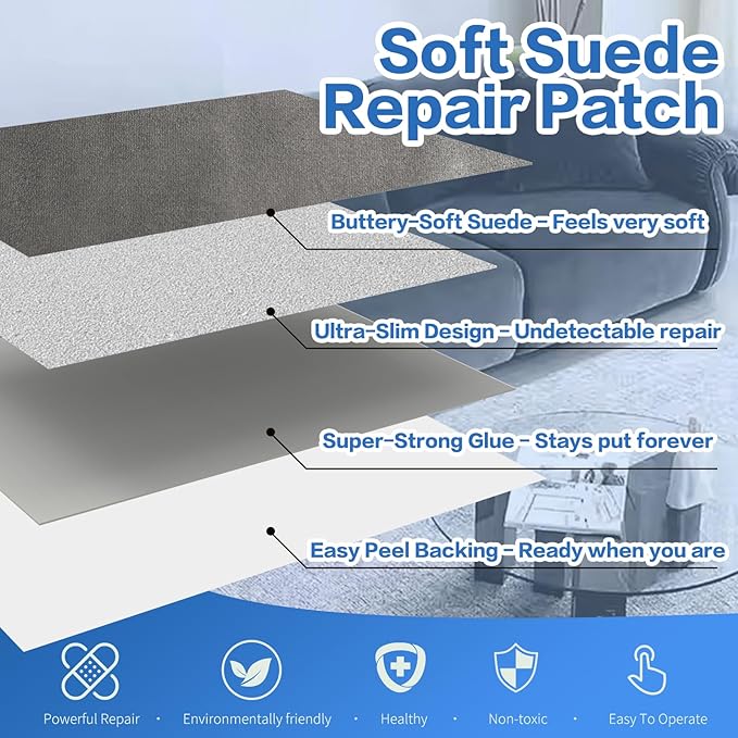17x100inch Suede Repair Patch, Large Faux Suede Leather Fabric，Self-Adhesive Fabric Patches for Furniture, Couch, Sofa, Car Interior, Shoes, Hand Bag, Jewelry Boxes ﻿ (Brown,)