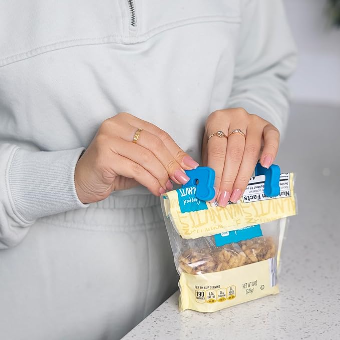Pund'it Loaf Lock Bread Clips, Set of 2 Silicone Bagel Bag Clips, Navy