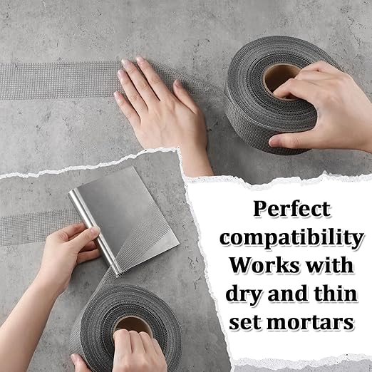 250 ft x 2 Inch Cement Board Joint Tape Self Adhesive Durable Gray Fiberglass Mesh Drywall Mesh Repair Tape for Cement Board Joints Repairing, Sealing and Strengthening